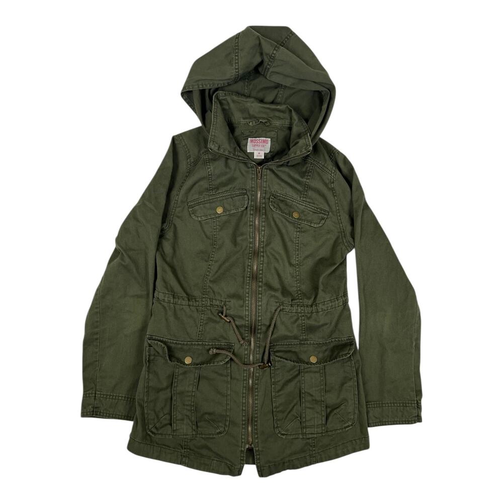 Mossimo Supply Co Jacket Womens Medium Green Hooded Anorak Utility Zip Field